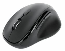 Manhattan Ergonomic Wireless Mouse, Right Handed, Adjustable 800/1200/1600dpi, 2.4Ghz [up to 10m], Six Button with Scroll Wheel, Combo USB=A and USB-C receiver, Black, AA battery [included], Three Year Warranty 