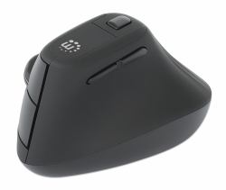 Manhattan Ergonomic Vertical Wireless Mouse [Right Handed], Black, Adjustable 800/1200/1600dpi, 2.4Ghz [effective range up to 10m], Six Button with Scroll Wheel, Nano USB-A receiver, AA battery [included], Three Year Warranty 
