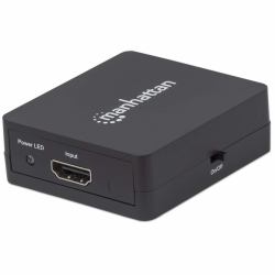 Manhattan HDMI Splitter 2-Port , 1080p, Black, Displays output from x1 HDMI source to x2 HD displays [same output to both displays], USB-A Powered [cable included, 0.7m], Three Year Warranty 
