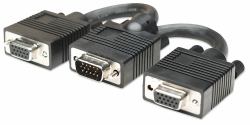Manhattan SVGA Y Cable, HD15, 15cm, Male to Females, Splits an SVGA connection between two monitors, Compatible with VGA, Fully Shielded, Black, Lifetime Warranty 