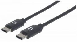 Manhattan USB-C to USB-C Cable, 50cm, Male to Male, Black, 480 Mbps [USB 2.0], Hi-Speed USB, Lifetime Warranty, Equivalent to USB2CC50CM 