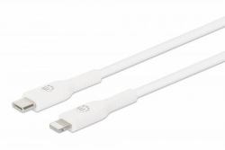 Manhattan USB-C to Lightning Cable, Charge & Sync, 1m, White, For Apple iPhone/iPad/iPod, Male to Male, MFi Certified [Apple approval program], 480 Mbps [USB 2.0], Hi-Speed USB, Lifetime Warranty 