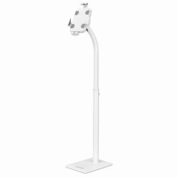 Manhattan Floor Stand [Anti theft] for Tablet and iPad, Universal, 360° Rotation, Tilt +20° to -110°, White, Lockable, Tablets 7.9" to 11", Height adjustable 790 to 1190mm,Extendable clamps: height 200 to 246mm/width 129 to 181mm,Can be bolted to floor [parts incl] 