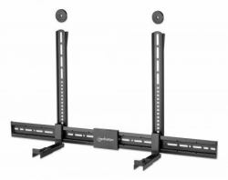 Manhattan Soundbar Mount Universal, Wall Mount or VESA Mount, Compatible with Soundbars up to 15kg, Depth-Adjustable, Mounts Above or Below TV, Black 