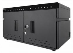 Manhattan iPad to 11" 20-bay Charging Cabinet Desktop via USB-C, Also other tablets and smartphones [with device to USB-C cable], Bays 264x22x235mm, Device charging cables not included [suggest USB-C cable 354868], Cart, Lockable, EU/UK power cords 