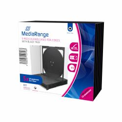 MediaRange BOX31-2 optical disc case Jewel case 2 discs Black, Transparent 