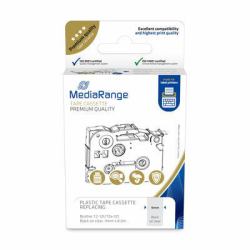 MediaRange Plastic tape cassette, for label printers using Brother TZ-121/TZe-121, permanent adhesive, 9mm, 8m, laminated, black on clear 