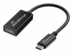 MediaRange USB Type-C to DisplayPort Audio and Video Converter, 20cm, Black 