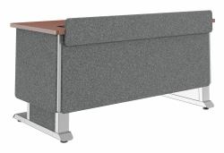 Middle Atlantic Products Forum™ Lectern, 60" Wide, Electrically Height Adjustable, Wilsonart® Biltmore Cherry, Magnesium Powdercoat, Charcoal Gray Felt with Schuko Power 