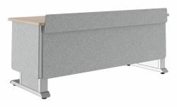 Middle Atlantic Products Forum™ Lectern, 72" Wide, Electrically Height Adjustable, Wilsonart® Kensington Maple, Magnesium Powdercoat, Silver Gray Felt with Power for UK 