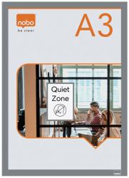 Nobo Self-adhesive Magnetic Poster Frame A3, Silver 