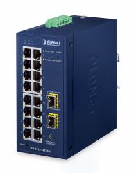 PLANET IP30 Industrial L2/L4 16-Port Managed L2/L4 Gigabit Ethernet [10/100/1000] Blue 