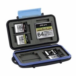 PNY CASECF4SD8-RB memory card case Polycarbonate, Rubber Black, Blue 