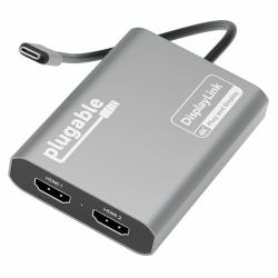 Plugable Technologies USB C to HDMI Adapter, Dual Monitor 4K 60Hz for Apple Mac M1/M2/M3, DisplayLink Multiple Displays for Thunderbolt Macbook or iMac, Driver Required [USBC-6950M] 