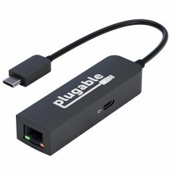 Plugable Technologies USB C to Ethernet Adapter 2.5Gb with 100W USB-C PD Charging, 2.5 Gigabit Type C USB Ethernet Adapter for Windows, MacBook, Chrome, iPad, Surface, XPS, Thunderbolt 4, USB4 [USBC-E2500PD] 