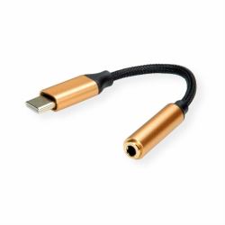 ROLINE 12.03.3223 mobile phone cable Black, Gold 0.13 m USB C 3.5mm 