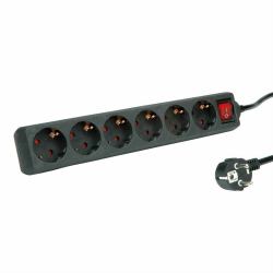 ROLINE 19.07.1077 power extension 10 m 6 AC outlet[s] Indoor Black 