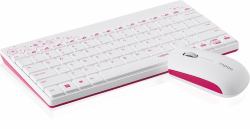 Rapoo 8000 keyboard Mouse included RF Wireless QWERTY Portuguese Pink, White  - foreign version