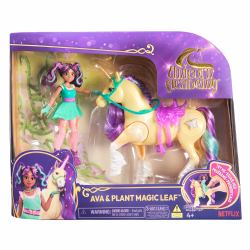 Spin Master Unicorn Academy, Ava & Plant Magic Leaf with Light-up Effect, 2 Riding Accessories, Dolls & Unicorn Toys for Girls Ages 4 and up 