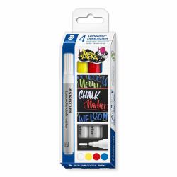 Staedtler Lumocolor chalk marker Bullet Blue, Red, White, Yellow 4 pc[s] 
