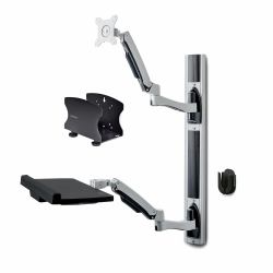 StarTech.com Wall Mount Workstation, VESA Mount For 32" Monitors [22lb/10kg], Fully Articulating Single Monitor Mount & Keyboard Tray w/Desktop Computer/PC Bracket, Standing Desk 