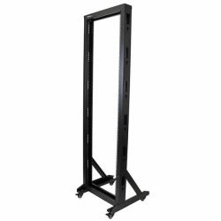 StarTech.com 2-Post 42U Mobile Open Frame Server Rack, Two Post 19in Network Rack with Wheels, Rolling Open Rack for AV/Data/Media/IT Equipment, Computer Rack for Home/Office Spaces - Casters Included 