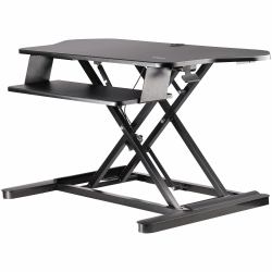 StarTech.com Corner Sit Stand Desk Converter with Keyboard Tray - Large Surface [35" x 21"] - Height Adjustable Ergonomic Desktop/Tabletop Standing Workstation - Supports Dual Monitors 