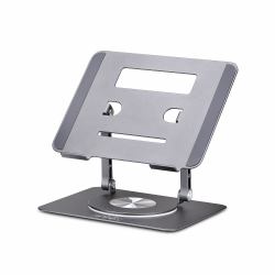 StarTech.com Rotating Laptop Stand, 360 Swivel, Ergonomic Desk Riser for Computer, Elevated Tray w/ Adjustable Tilt, Max 11lb/5kg, Aluminum Build, Portable Design 