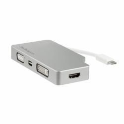 StarTech.com USB C Multiport Video Adapter with HDMI, VGA, Mini DisplayPort or DVI - USB Type C Monitor Adapter to HDMI 1.4 or mDP 1.2 [4K] - VGA or DVI [1080p] - Silver Aluminum 