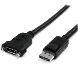 StarTech.com 3ft [1m] Panel Mount DisplayPort Cable - 4K x 2K - DisplayPort 1.2 Extension Cable Male to Female - DP Video Extender Cord with Panel Mount DP Connector - DP Monitor Cable 