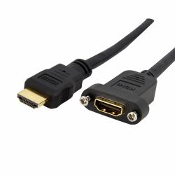 StarTech.com 3ft HDMI Female to Male Adapter, 4K High Speed Panel Mount HDMI Cable, 4K 30Hz UHD HDMI, 10.2 Gbps Bandwdith, 4K HDMI Female to HDMI Male, HDMI Panel Mount Connector Cable 