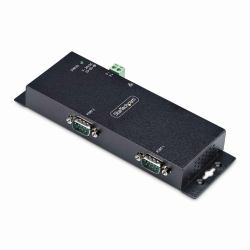 StarTech.com 2-Port Serial to Ethernet Adapter, IP Serial Device Server For Remote RS232 Devices, Wall/DIN Rail Mountable, Metal Housing, RJ45 LAN to DB9 Serial Converter 