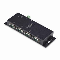 StarTech.com 4-Port Serial to Ethernet Adapter, IP Serial Device Server For Remote RS232 Devices, Wall/DIN Rail Mountable, Metal Housing, RJ45 LAN to DB9 Serial Converter 
