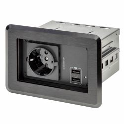 StarTech.com Conference Table Power Center with 1x CE Certified Schuko AC Outlet & 2x USB BC 1.2 - Recessed In-Table/Desk Power Strip/Charging Station for Meeting Room/Boardroom 