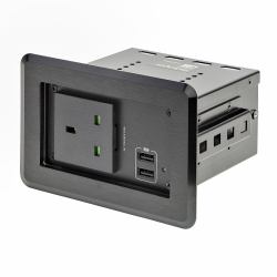 StarTech.com Conference Table Power Center with 1x CE Certified BS1363 AC Outlet & 2x USB BC 1.2 - Recessed In-Table/Desk Power Strip/Charging Station for Meeting Room/Boardroom 