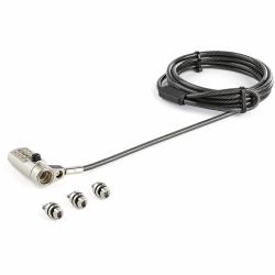 StarTech.com 6.5' [2m] 3-in-1 Universal Laptop Cable Lock - 4-Digit Combination Laptop/Desktop Security Cable Lock Compatible w/ K-Slot, Nano & Wedge Slot Computer - Anti-Theft Steel Cable 