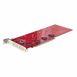 StarTech.com Quad M.2 PCIe Adapter Card, PCIe x16 to Quad NVMe or AHCI M.2 SSDs, PCI Express 4.0, 7.8GBps/Drive, Bifurcation Required, Windows/Linux Compatible - TAA 
