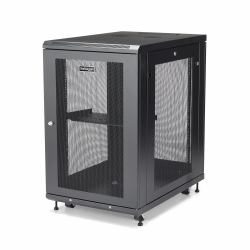 StarTech.com 4-Post 18U Server Rack Cabinet, Lockable 19" Data Rack Cabinet for Computer / AV / IT Equipment, Office / Home Network Rack with Casters & Adjustable Mounting Rails 