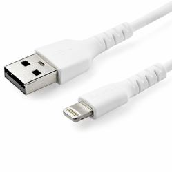 StarTech.com 3 foot [1m] Durable White USB-A to Lightning Cable - Heavy Duty Rugged Aramid Fiber USB Type A to Lightning Charger/Sync Power Cord - Apple MFi Certified iPad/iPhone 12 