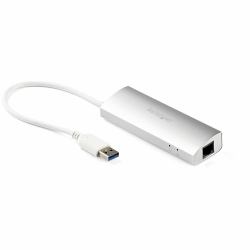 StarTech.com 3-Port USB Hub with Ethernet, USB-A Ports, Gigabit Ethernet/GbE, USB 5Gbps, Rugged Design, Bus-Powered, Portable Laptop USB 3.0 Hub 