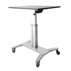 StarTech.com Mobile Standing Desk - Portable Sit Stand Ergonomic Height Adjustable Cart on Wheels - Rolling Computer/Laptop Workstation Table with Locking One-Touch Lift for Teacher/Student 