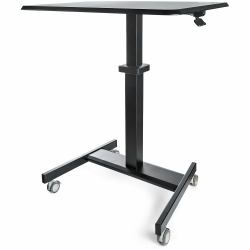StarTech.com Mobile Standing Desk - Portable Sit Stand Ergonomic Height Adjustable Cart on Wheels - Rolling Computer/Laptop Workstation Table with Locking One-Touch Lift for Teacher/Student 