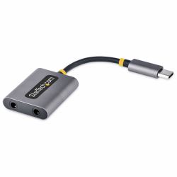 StarTech.com USB-C Headphone Splitter, USB Type C Dual Headset Adapter w/Mic Input, USB C to 3.5mm Audio Adapter/Earphone Dongle, USB C to Audio Jack/Aux Output, 24-bit DAC 