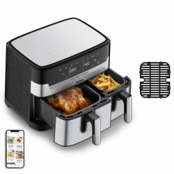 Tefal Dual Easy Fry & Grill EY905D Double 8.3 L Stand-alone 2700 W Hot air fryer Stainless steel 