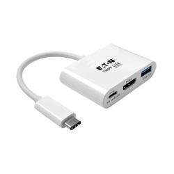 Tripp Lite U444-06N-HU-C USB-C to HDMI Adapter with USB 3.x [5Gbps] Hub Port and PD Charging, HDCP, White 