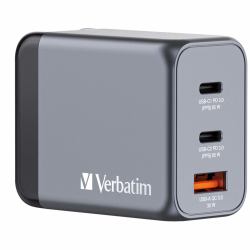 Verbatim GNC-65 GaN Charger 65W with 2 x USB-C PD 65W / 1 x USB-A QC 3.0 [EU/UK/US] 