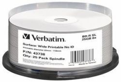 Verbatim BD-R SL 25GB 6x Wide Printable 25 Pack Spindle - No ID Brand 