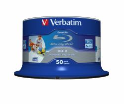 Verbatim BD-R SL Datalife 25GB 6x Wide Inkjet Printable 50 Pack Spindle 