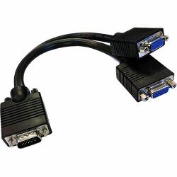 Cablenet 20cm SVGA Male - 2 x SVGA Female Black Cable Splitter 