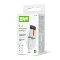ColorWay CW-1111 10-in-1 Electronics Cleaning Kit Designed For Safely Cleaning Headphones, Keyboards, Screens and Cameras. Includes A Retractable Brush, Flocked Sponge, Microfiber Wipes, Screen Cleaner Spray, Key Remover, In A Compact Case Featuring A Pho - UK version